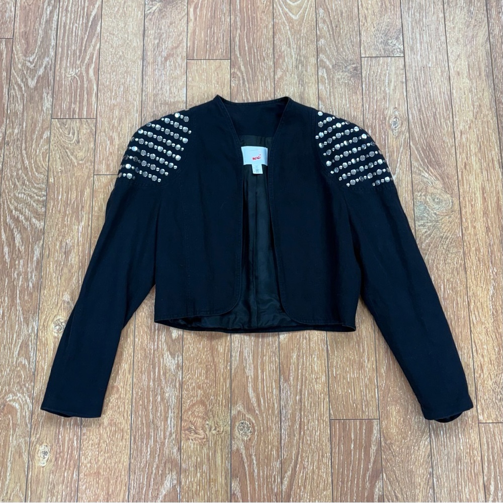 Mondi Vintage 80s Black Studded Cropped Women's Jacket - Sz 36